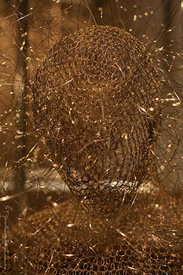 Detail of a wire sculpture of Nadia Zubareva.