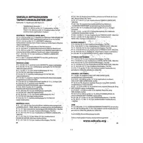 program 2007 in annual calendar of Haukivuori