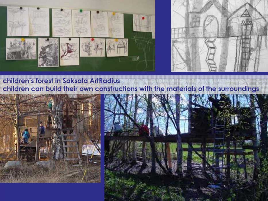 children's forest in Saksala ArtRadius, children can build their own constructions